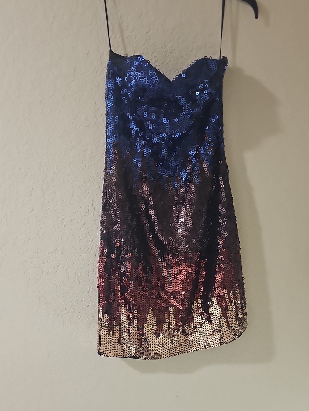 Sequined Ombre Slip Dress in Blue, Purple and Gold
